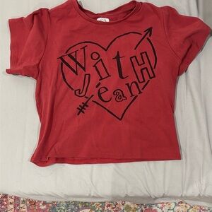 With Jean Red T-Shirt